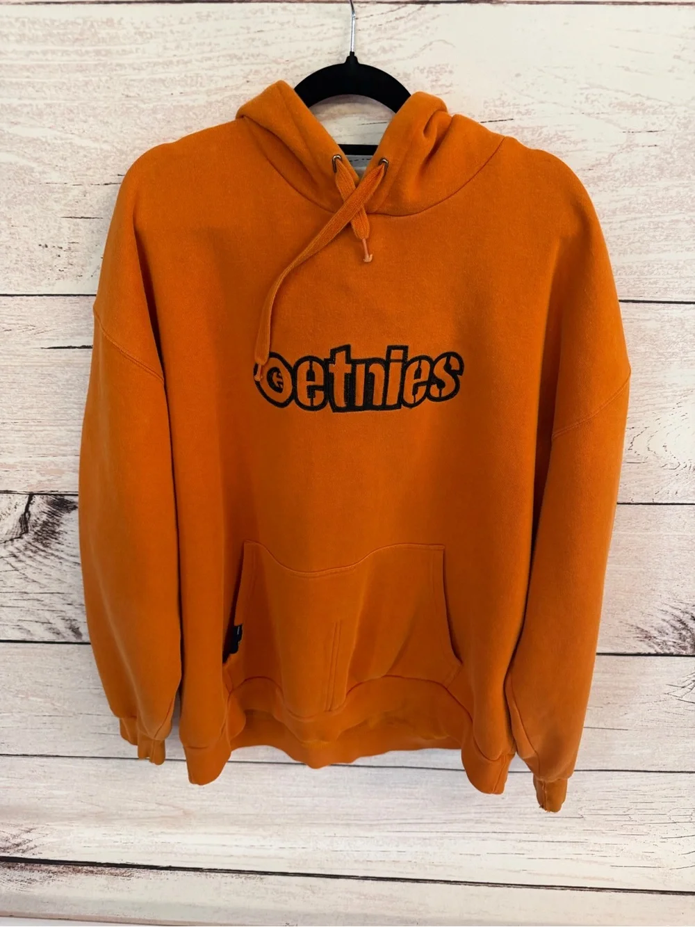 Etnies Orange Pullover Hoodie with Black Script